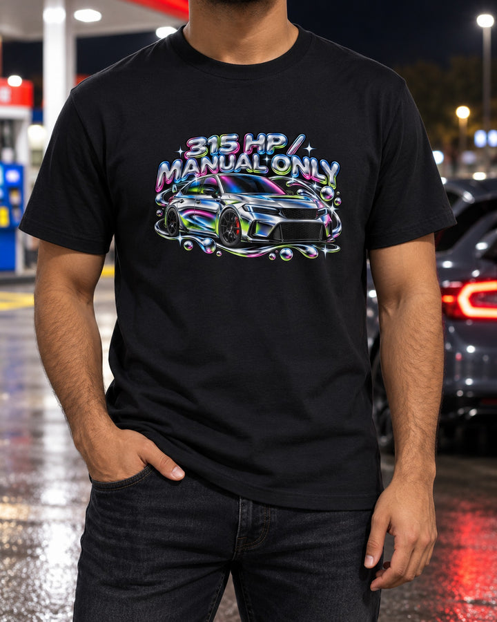 Honda Civic Type R FL5 315 HP Manual Y2K Chrome Shirt T-Shirt Black worn hero
