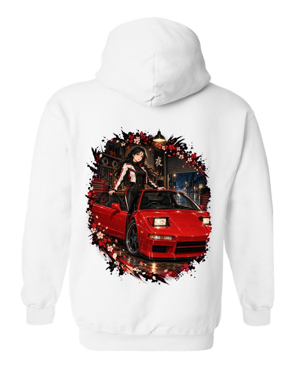 Honda NSX NA1 Anime Girl Pull Over Hoodie White back