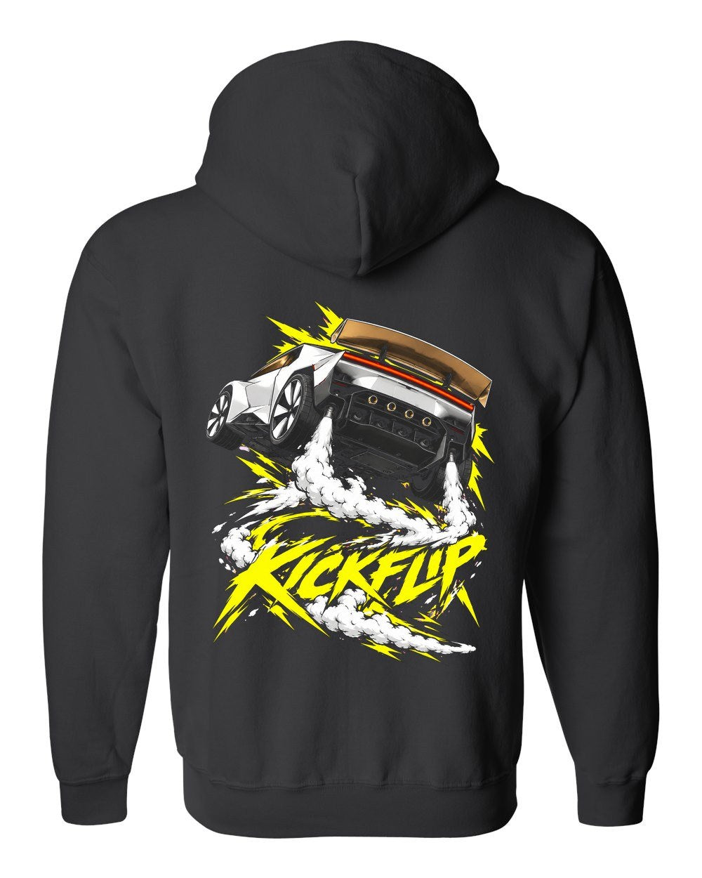 Tesla Roadster Kickflip Zip Hoodie Black back