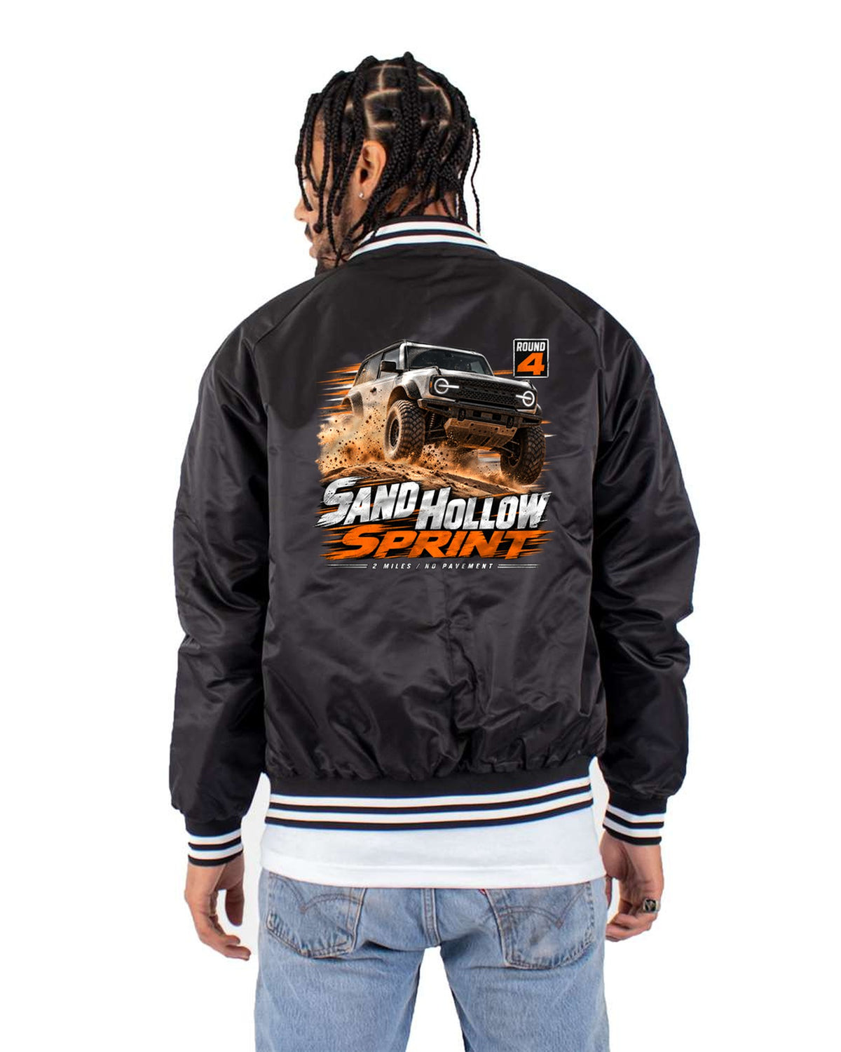 Jeep Wrangler JL Sand Hollow Dune Sprint Race Poster Tee Bomber Jacket Black back