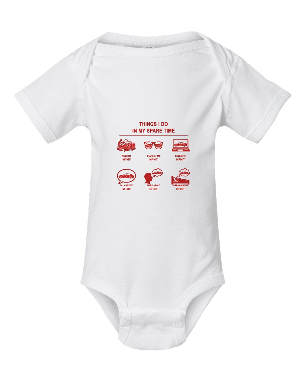 Infiniti Things I Do Baby Onesie White front