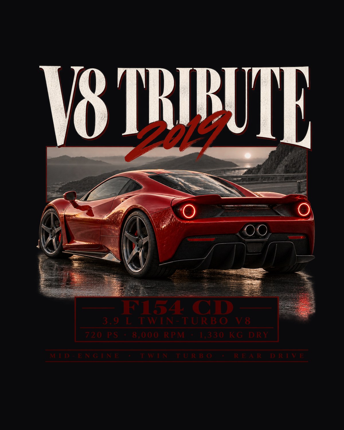 Ferrari F8 Tributo F154 CG Blade Tail Archive Panel Tee design only