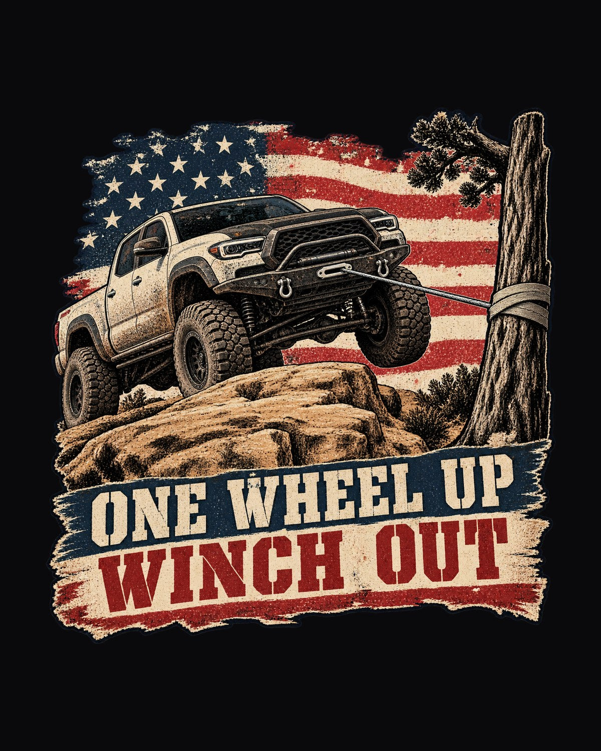Ram 2500 Power Wagon Ledge Crawler Distressed Americana Tee design only