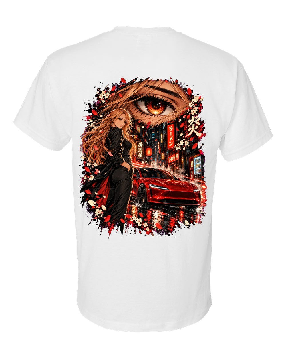 Tesla Model 3 Highland Anime Girl T-Shirt White back