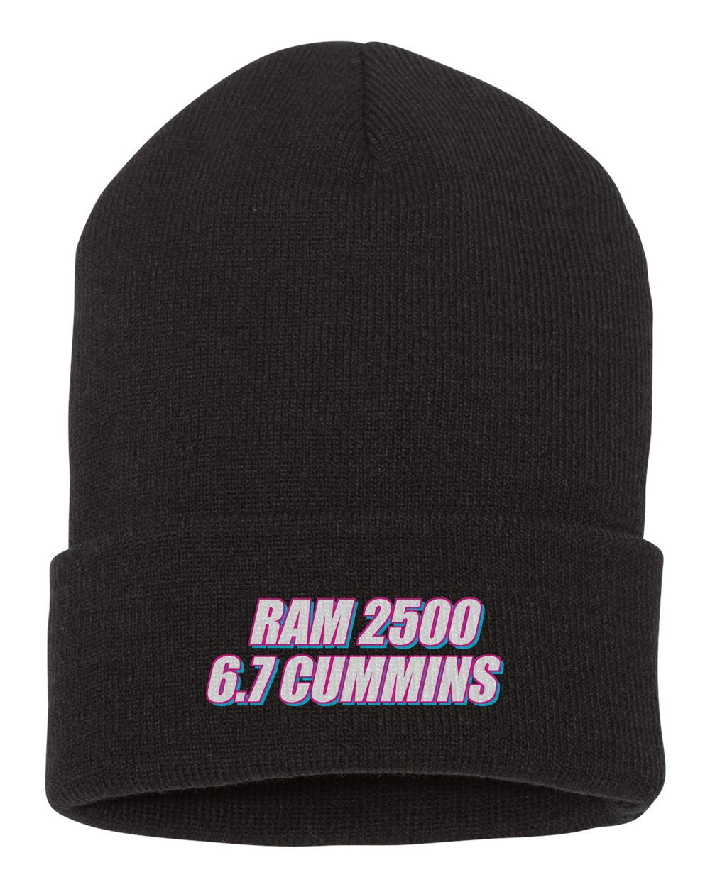 Ram 2500 6.7 Cummins black beanie front view with car name