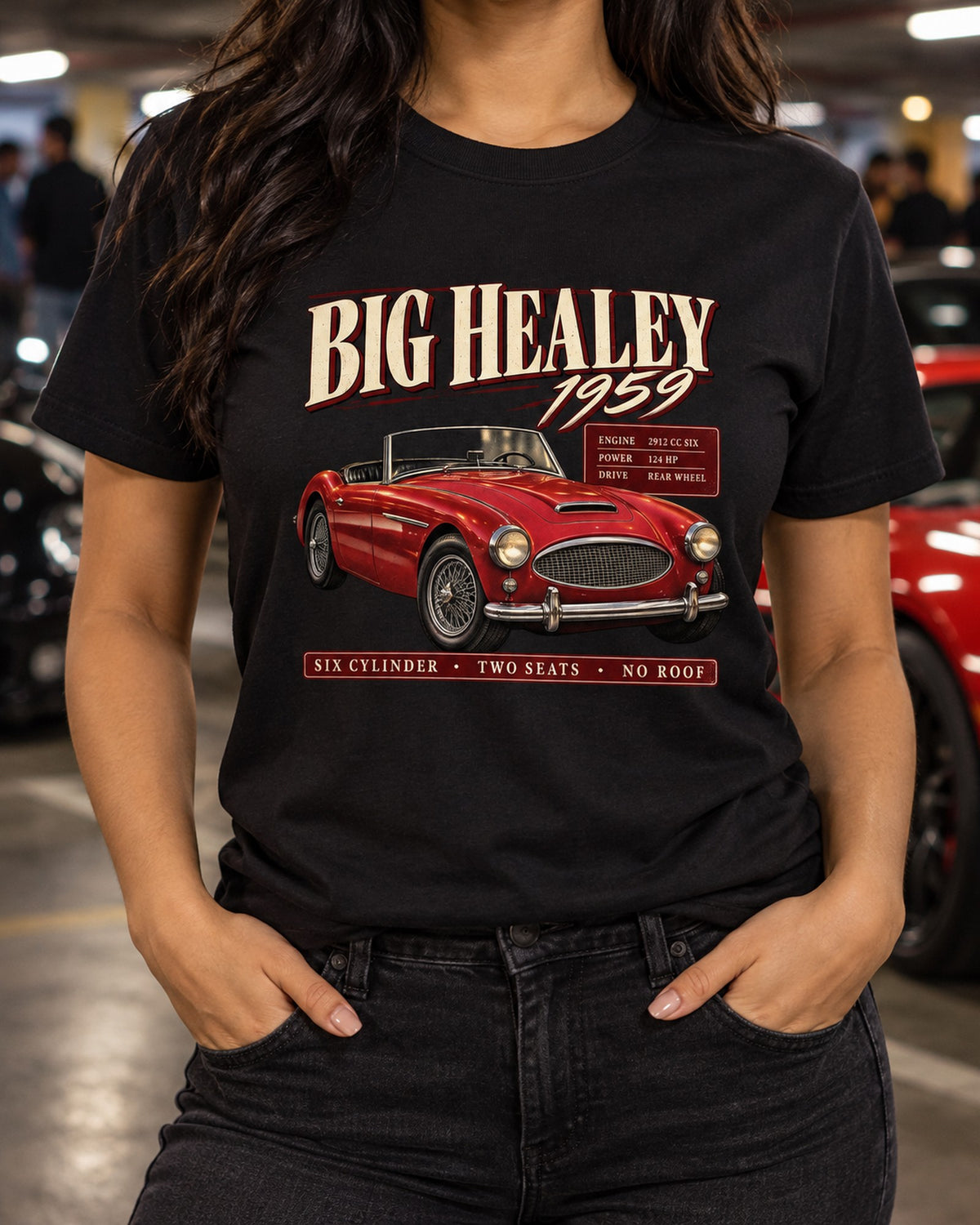 Austin-Healey 3000 Mk I BN7 Archive Panel Shirt, Big Healey T-Shirt Black worn hero