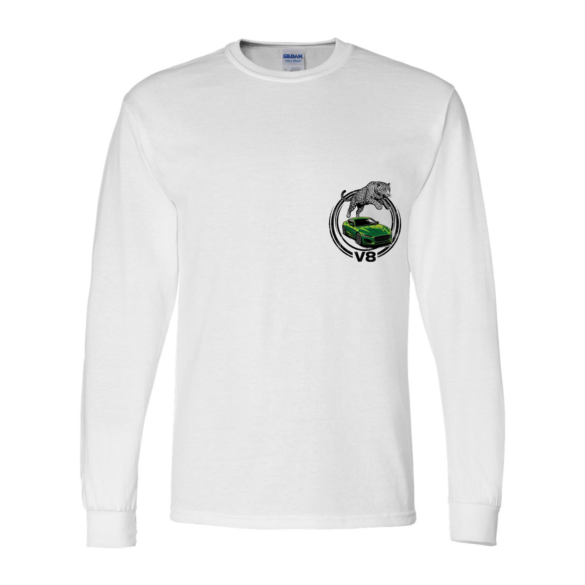 Jaguar F-Type Leaper Long Sleeve T-Shirt — White front emblem