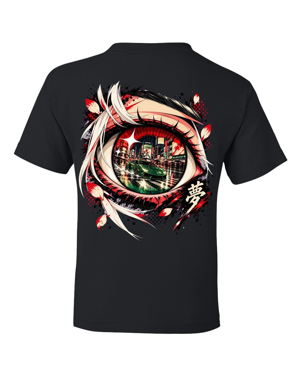 Lamborghini Huracán Anime Girl Kids Tee Black back