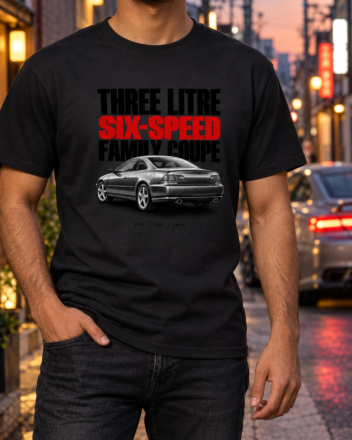 Honda Accord V6 Coupe Last Six Speeds Halftone Shirt T-Shirt Black worn hero