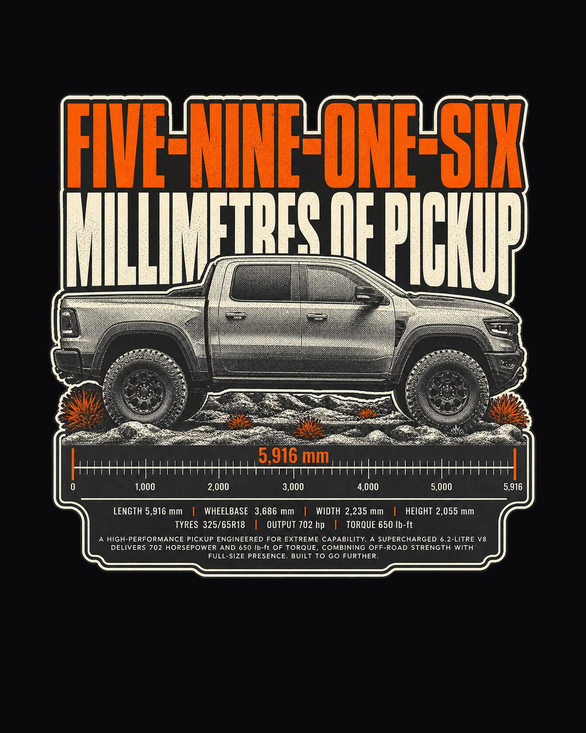 Ram 1500 TRX Halftone Shirt, 5916 mm Pickup Graphic Tee design only