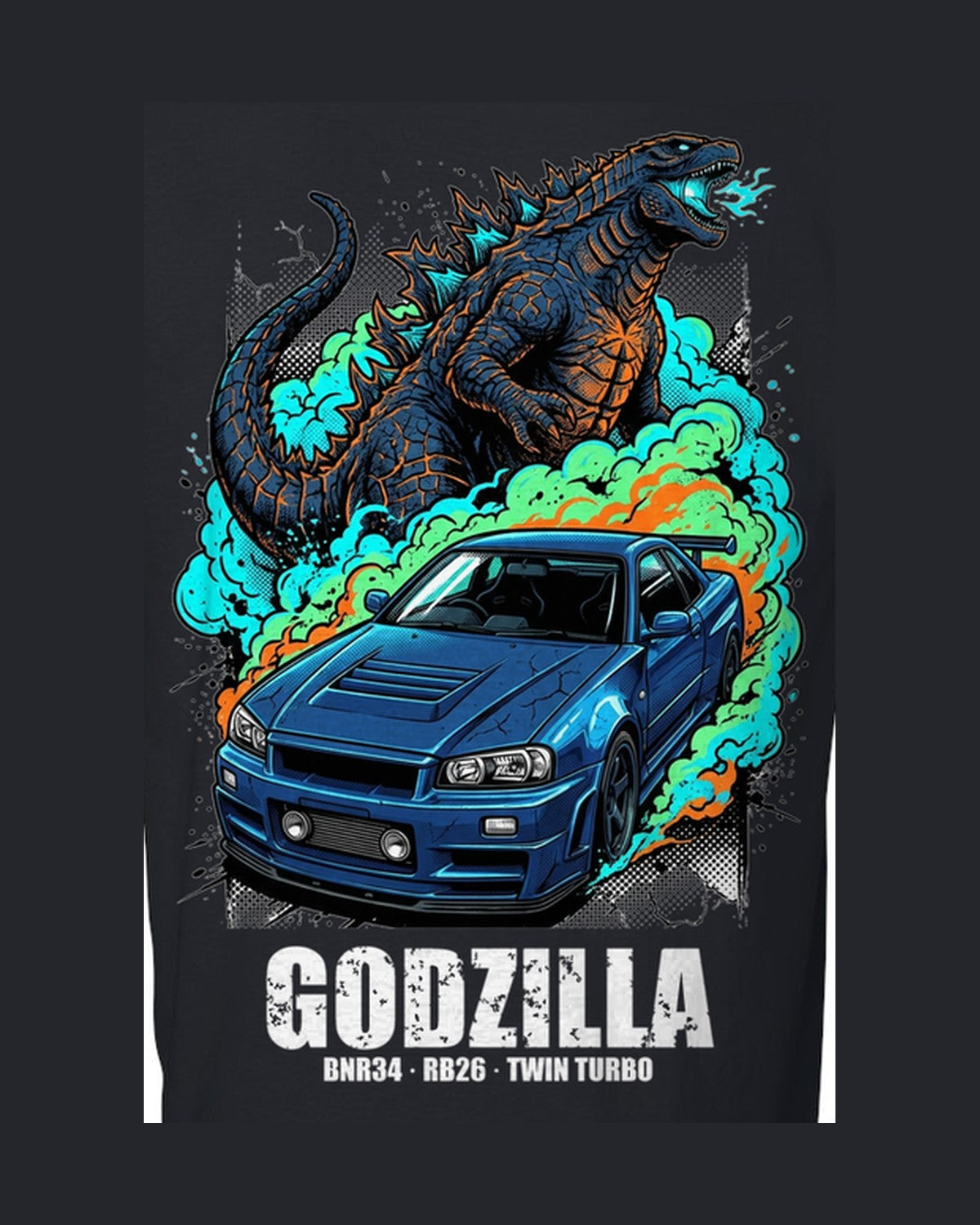 Nissan GT-R R34 Godzilla T-Shirt design only