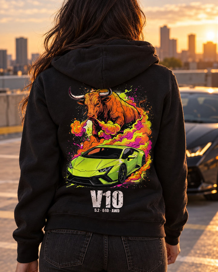 Lamborghini Huracan Bull Pull Over Hoodie & Zip Hoodie Zip Hoodie Black worn hero