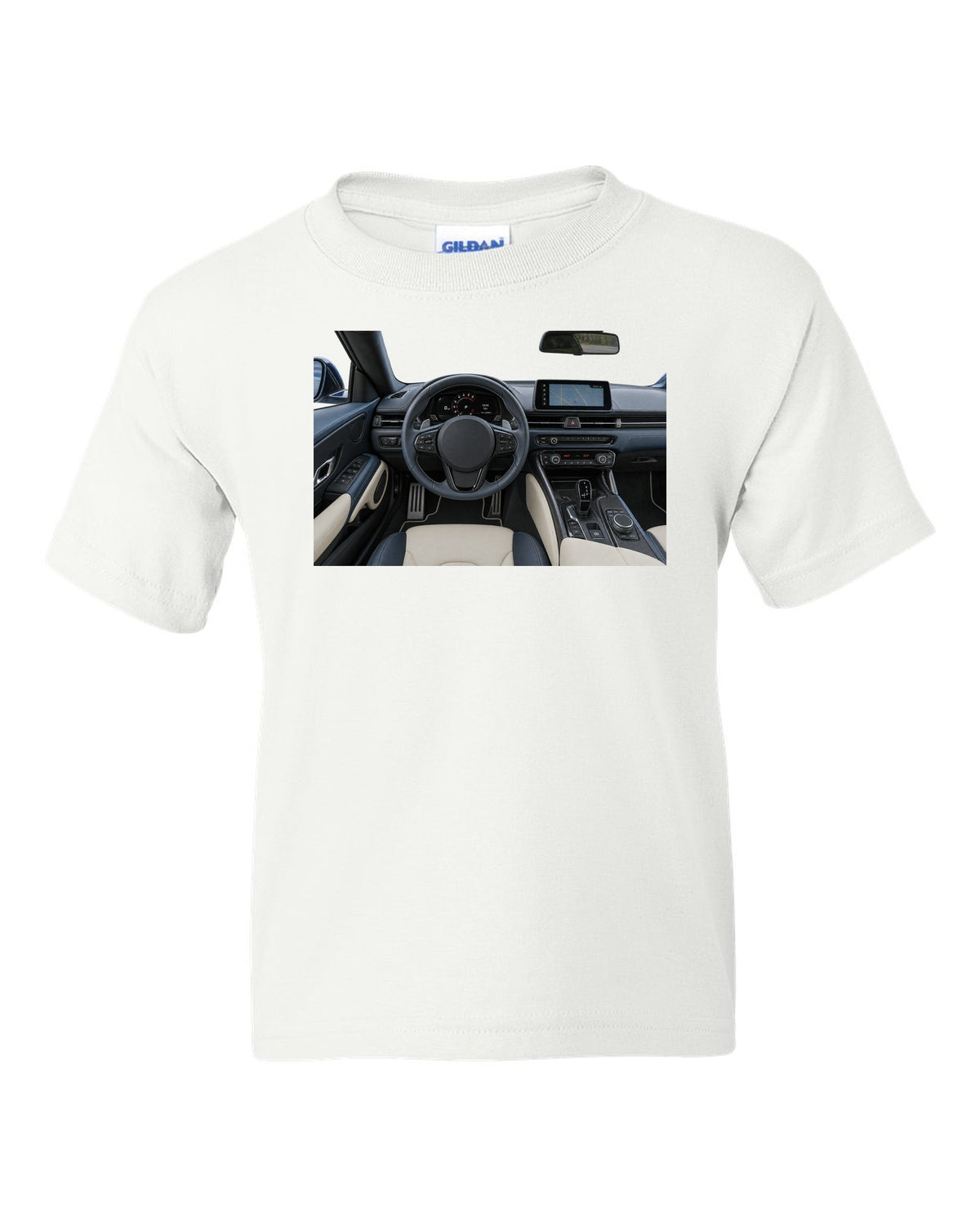Toyota GR86 ZN8 dimension blueprint in signal red with FA24 boxer callouts white kids tee front view with the design