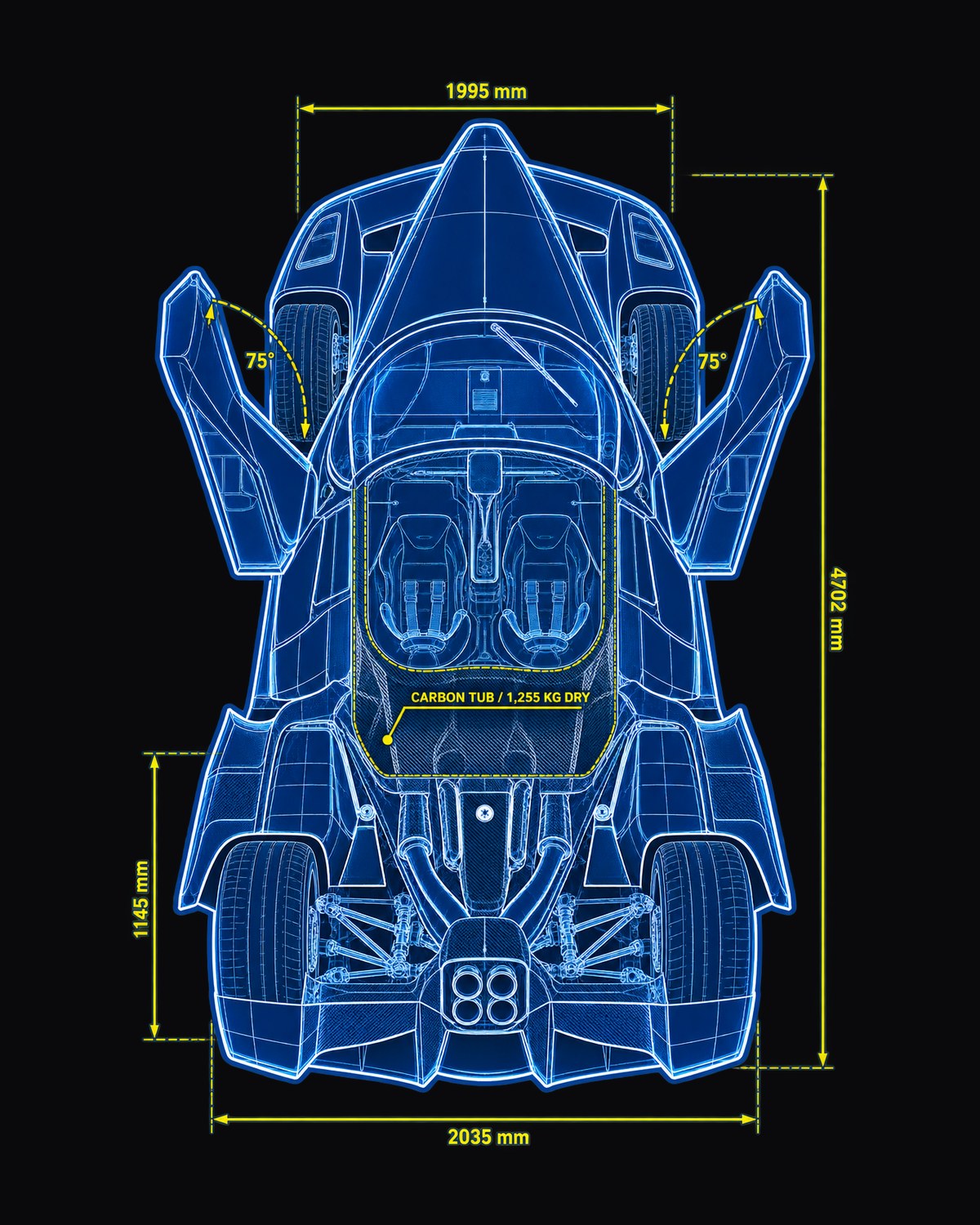 Ferrari Enzo F140 Quad Exhaust Top Plan Blueprint Shirt design only