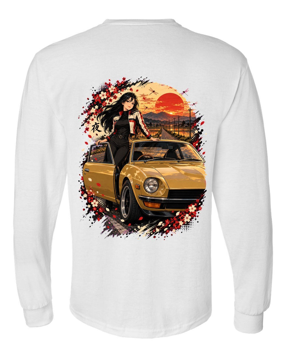 Datsun 240Z Anime Girl Long Sleeve White back