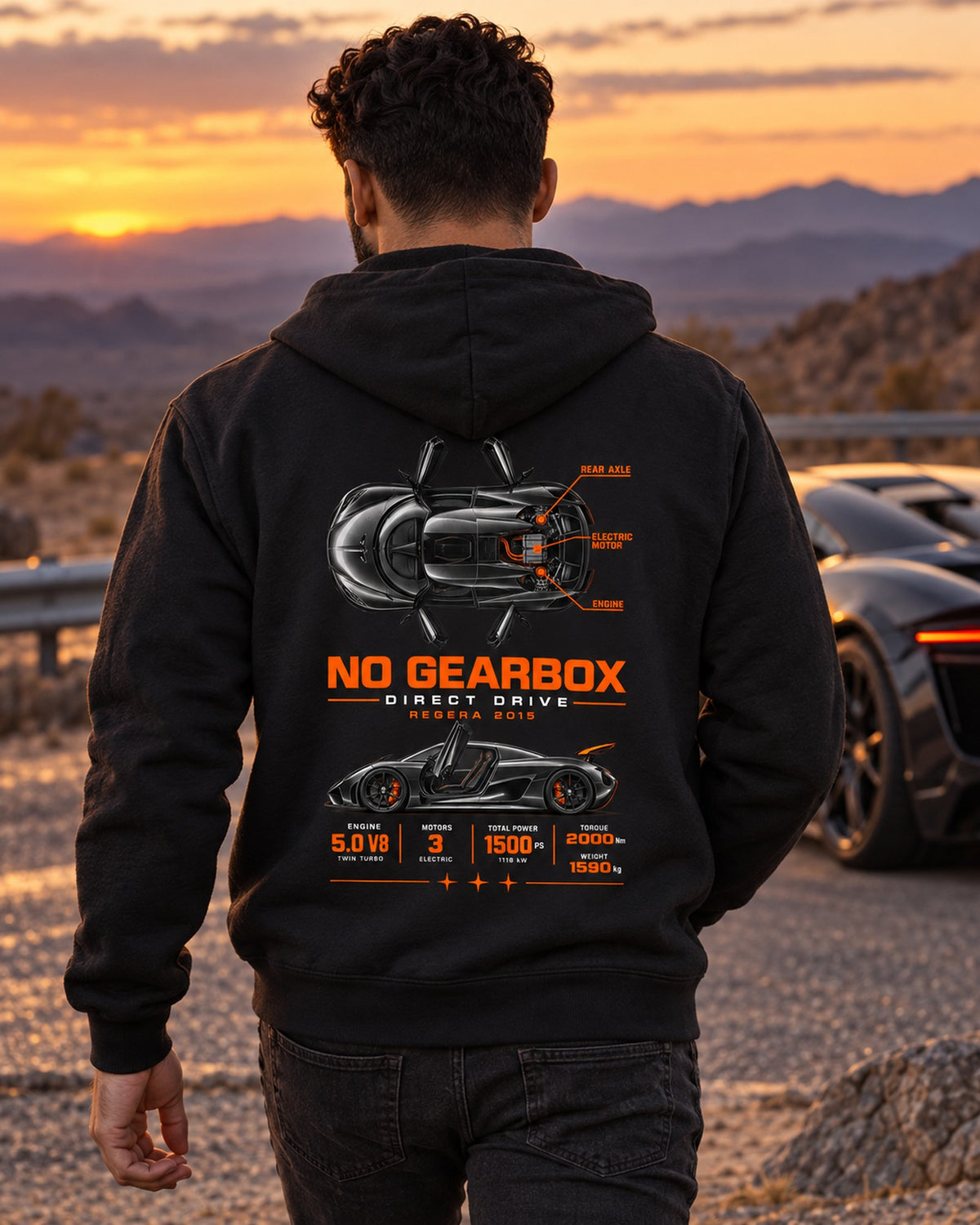Koenigsegg Regera 2015 Direct Drive No Gearbox Spec Tee Zip Hoodie Black worn hero