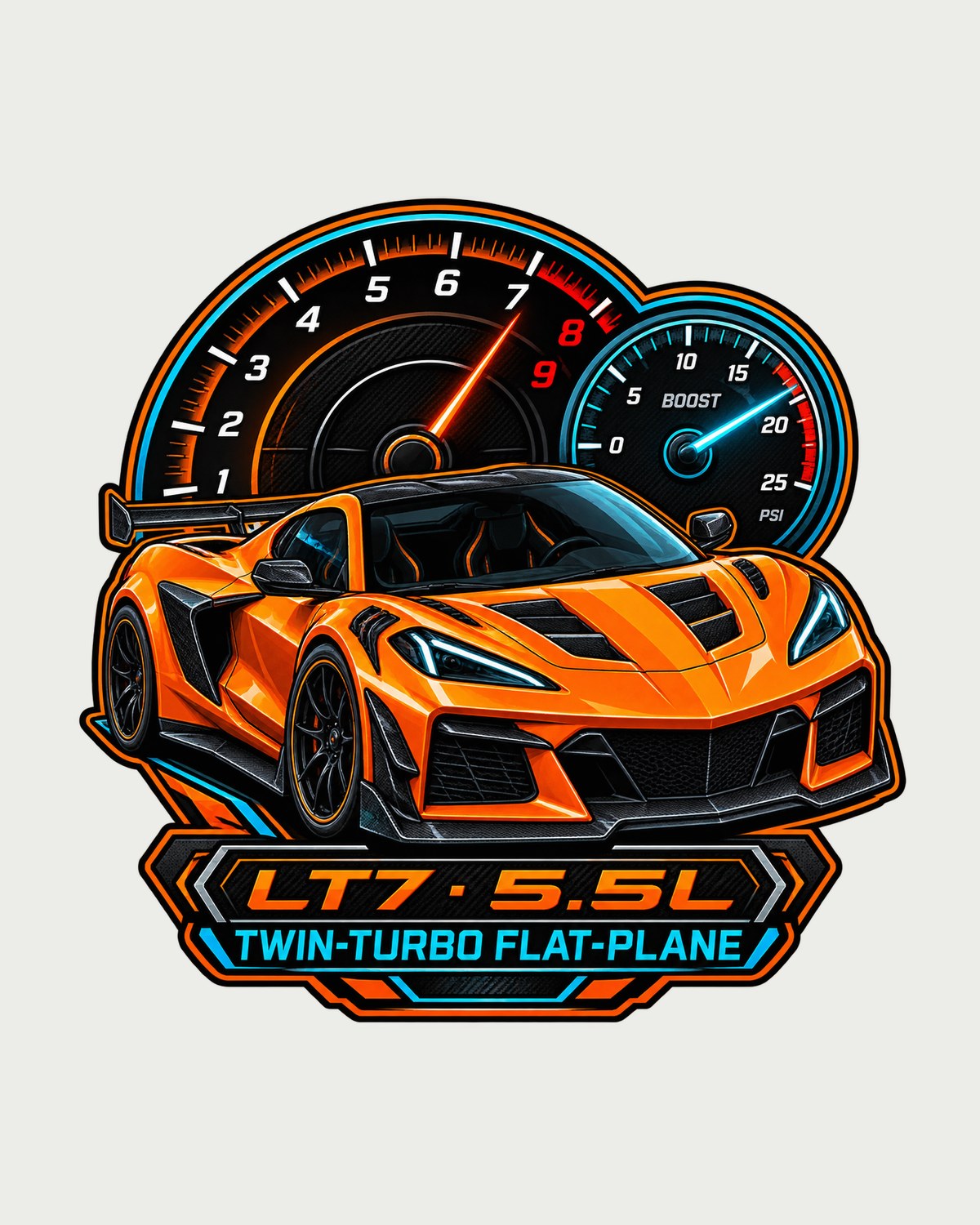 Chevy Corvette C8 Z06 LT7 Varsity Crest Embroidery Style Tee design only