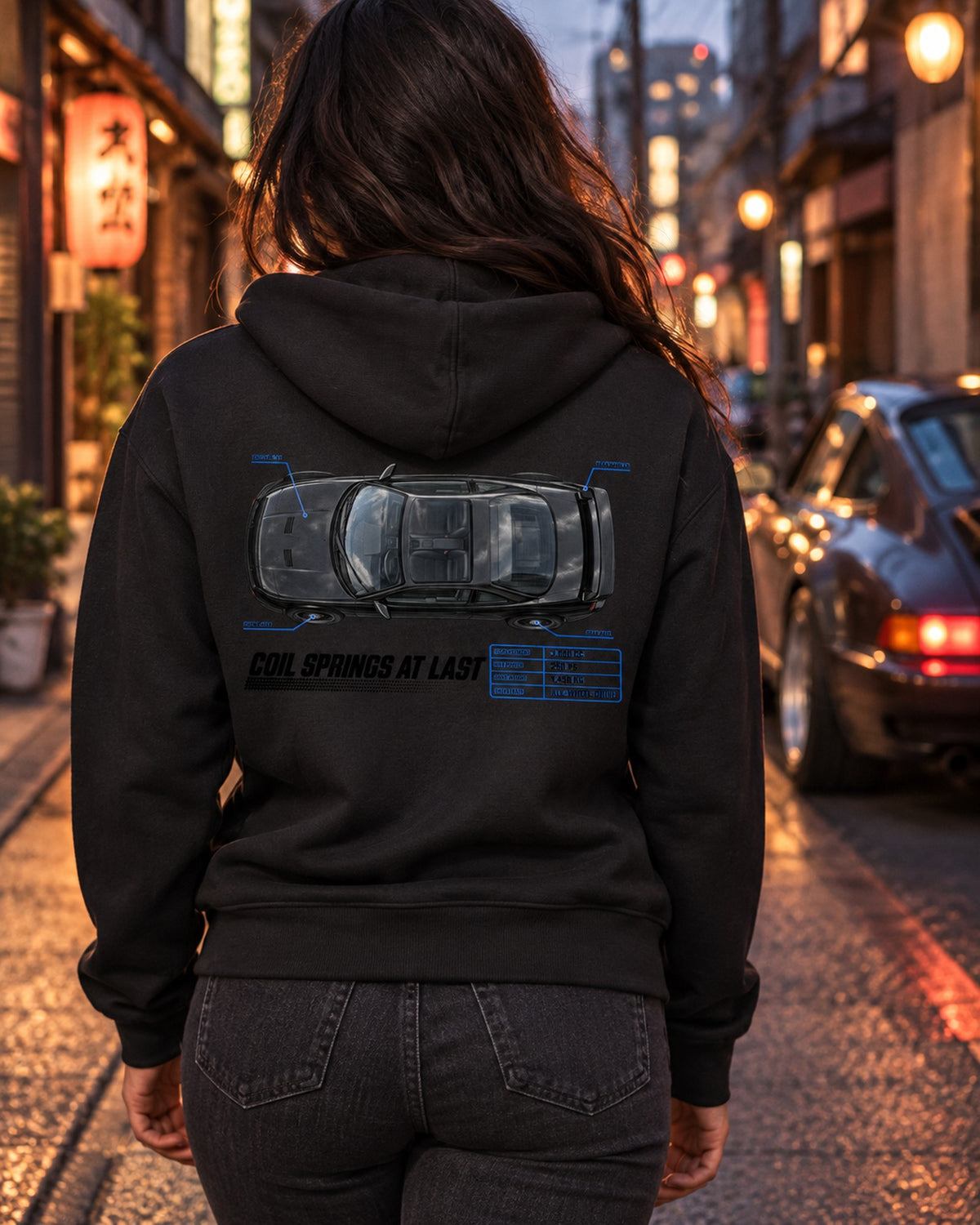 Porsche 911 Carrera 4 964 Coil Springs At Last Spec Poster Tee Zip Hoodie Black worn hero