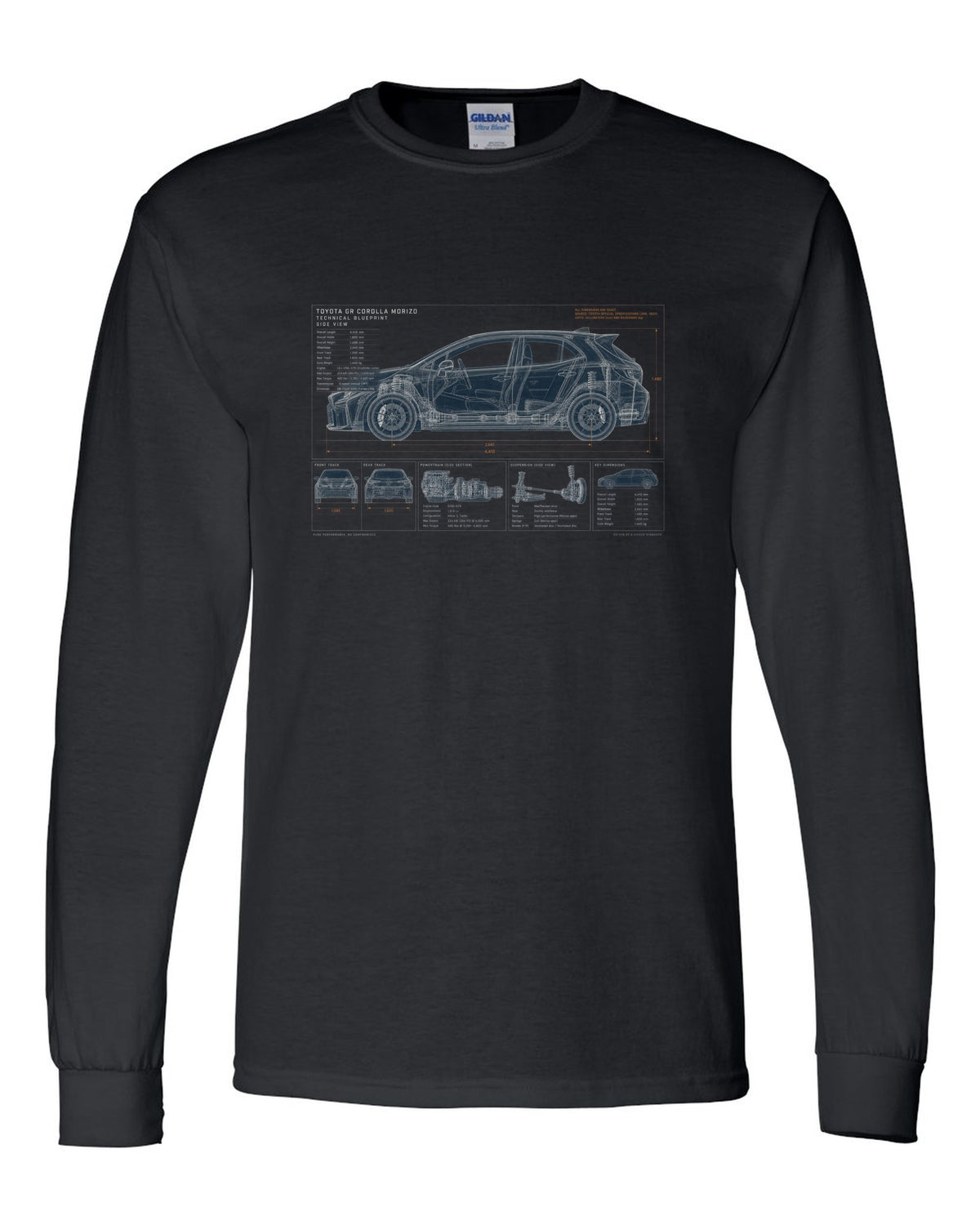 Toyota GR Yaris 2024 facelift front three-quarter with editorial headline black long sleeve front view with the design