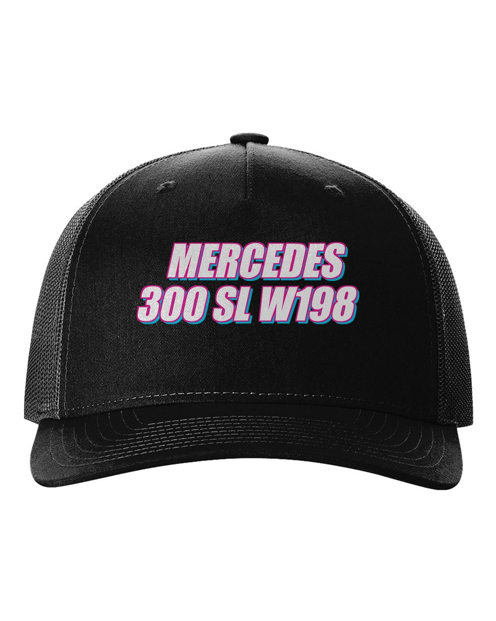 black hat front view with car name