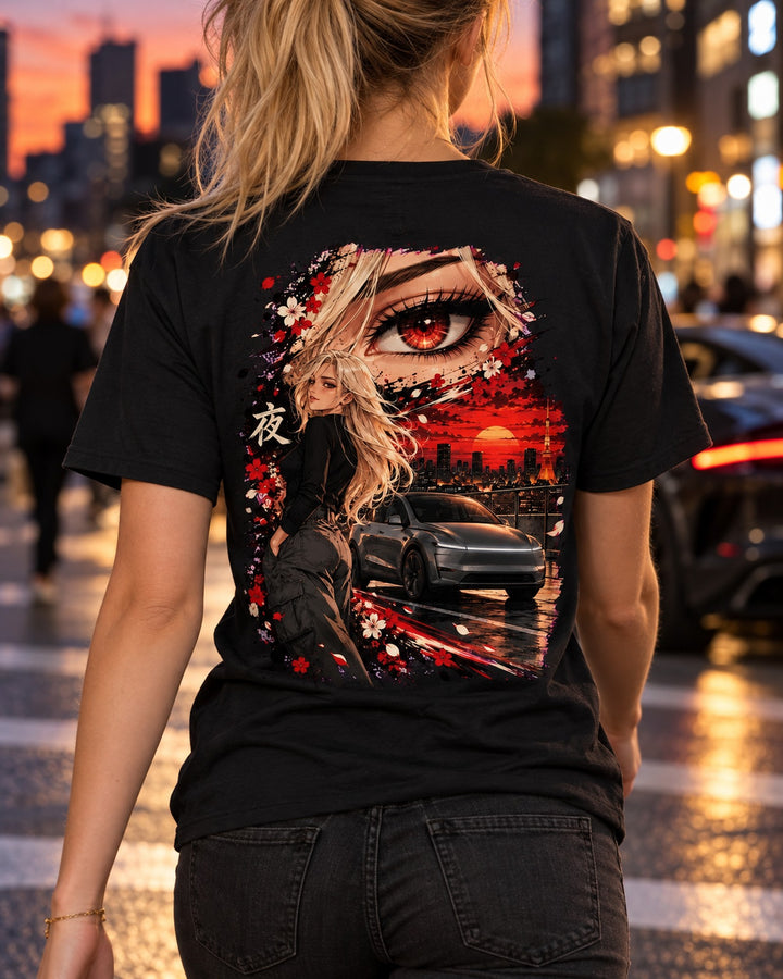 Tesla Model Y Juniper Anime Girl Shirt, Hoodie & More T-Shirt Black worn hero