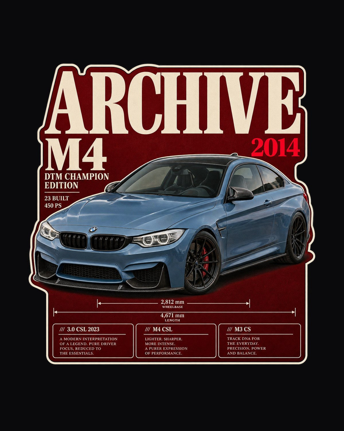BMW M4 DTM Champion Edition Archive Panel Shirt design only