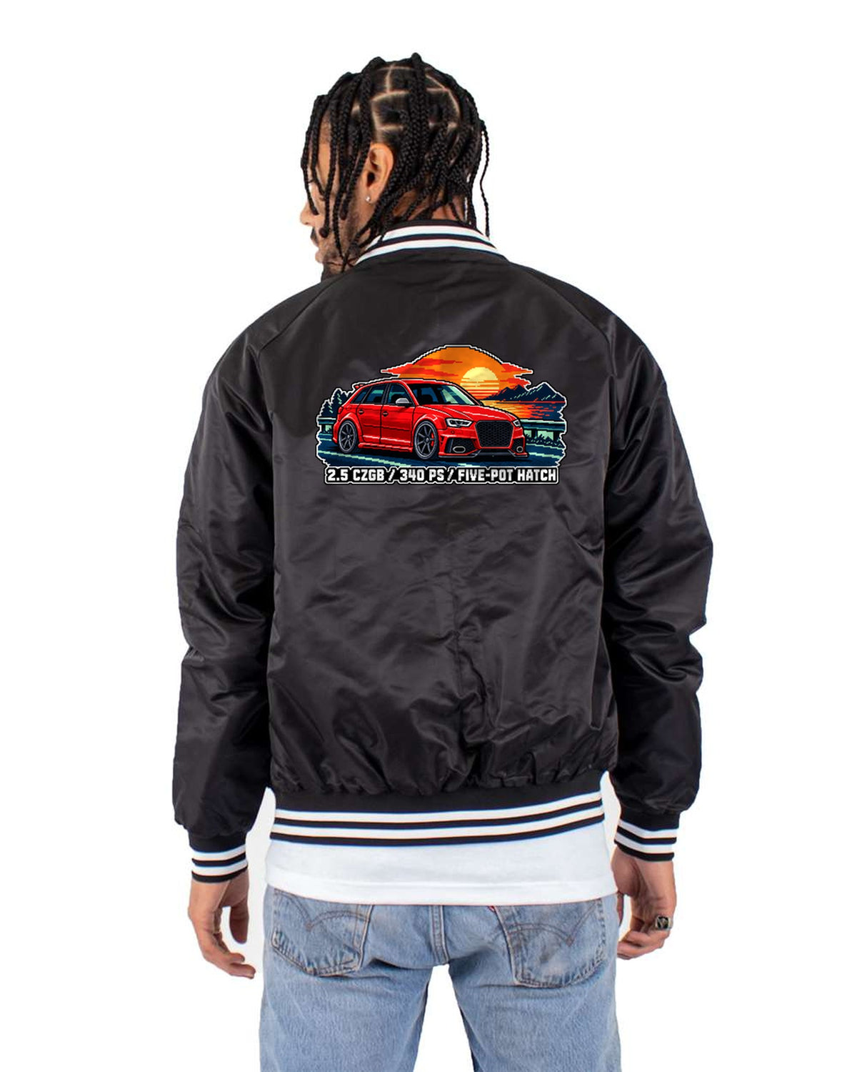 Audi RS3 Sportback 8P 2.5 CZGB 16-Bit Pixel Art Shirt Bomber Jacket Black back