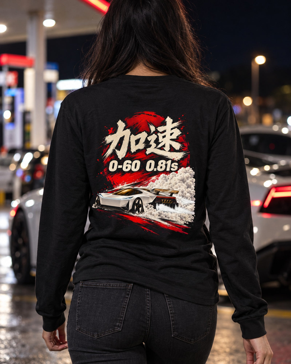 Tesla Roadster 0-60 in 0.81s Shirt, Hoodie & More Long Sleeve Black worn hero