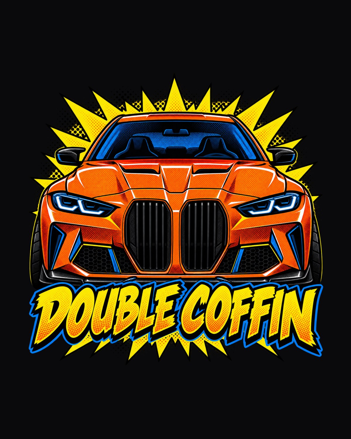BMW G80 M3 Double Coffin Pop Art Shirt, Head-On View design only
