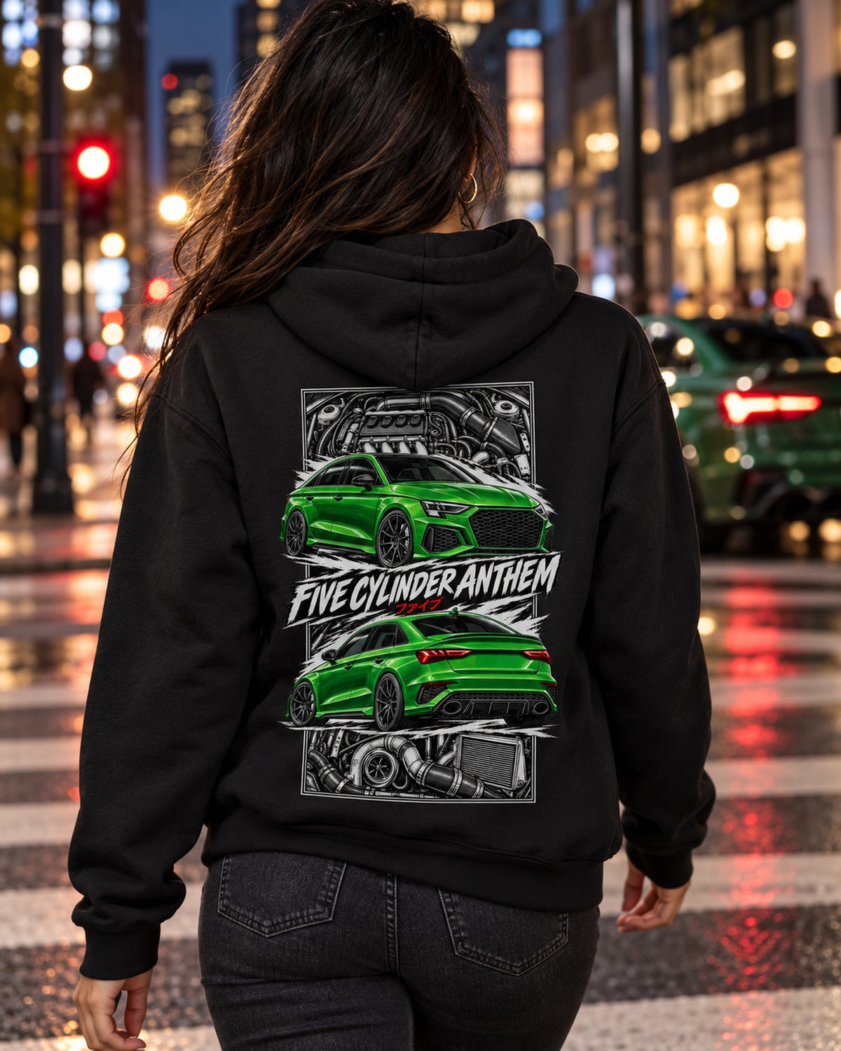 Audi Rs3 Torn Poster Full-Back Graphic Tee Pull Over Hoodie Black worn hero