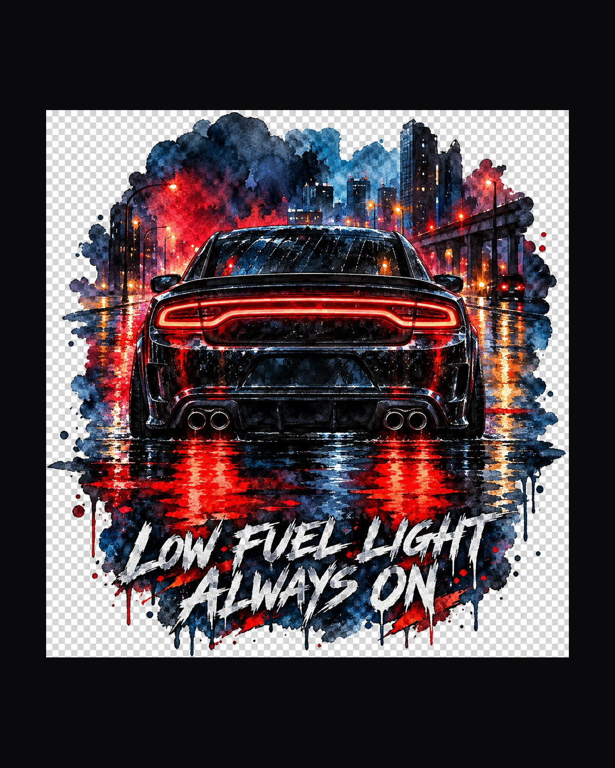 2015 Dodge Charger Scat Pack Wet Road Taillights Watercolour Tee design only
