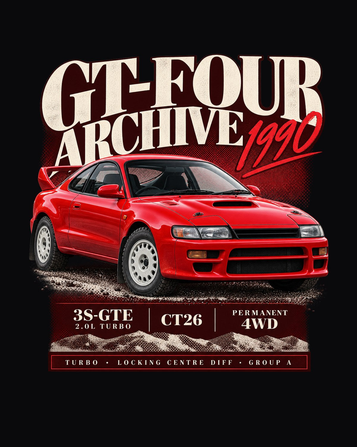 Toyota Celica GT-Four ST185 Group A Archive Shirt, 3S-GTE design only