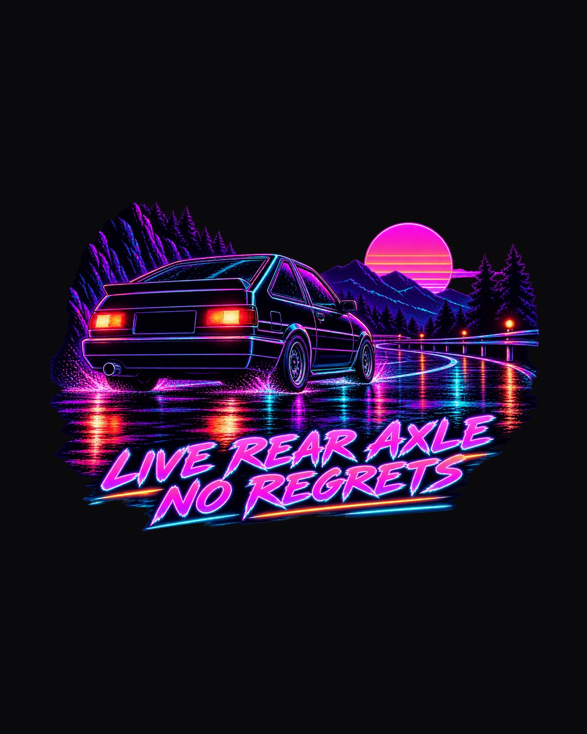 Corolla Levin AE86 Fixed Headlight Synthwave Line Art Tee design only