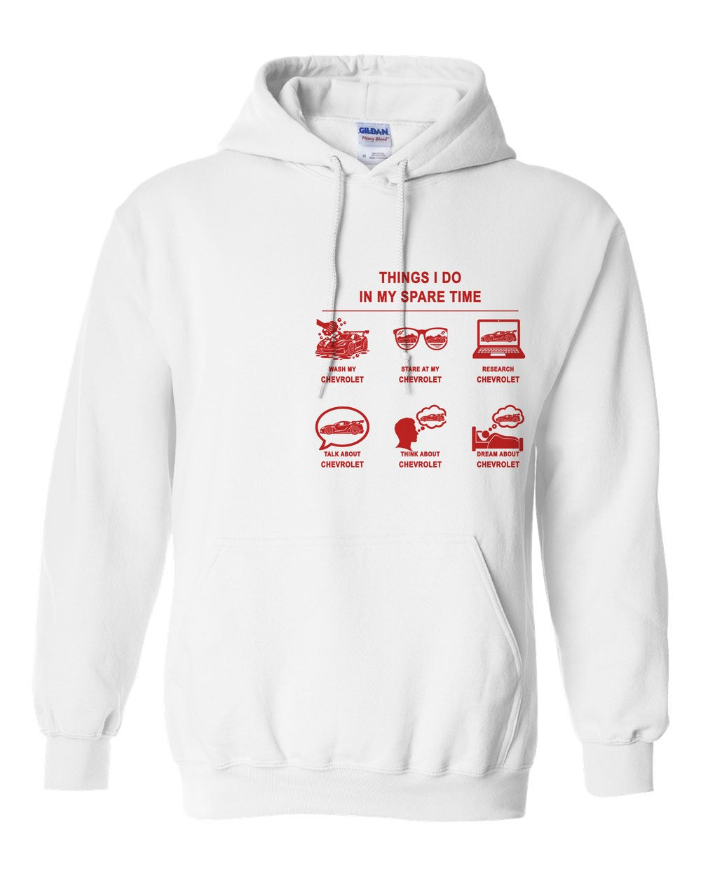 Chevrolet Things I Do Pull Over Hoodie White front