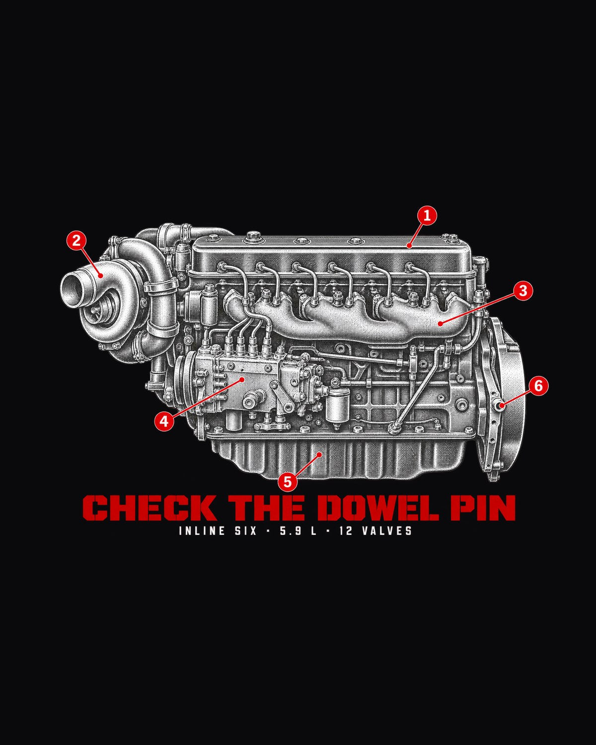 Ram 2500 5.9 12V Cummins Dowel Pin Anatomy Engine Shirt, Diesel Gift design only