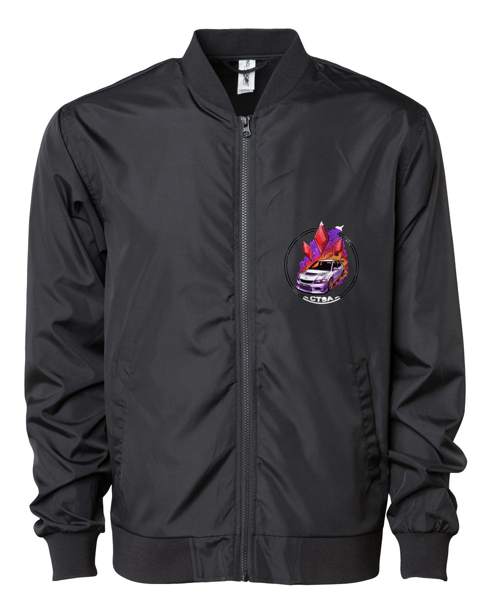 Mitsubishi Lancer Evolution IX Diamonds Bomber Jacket — Black front emblem