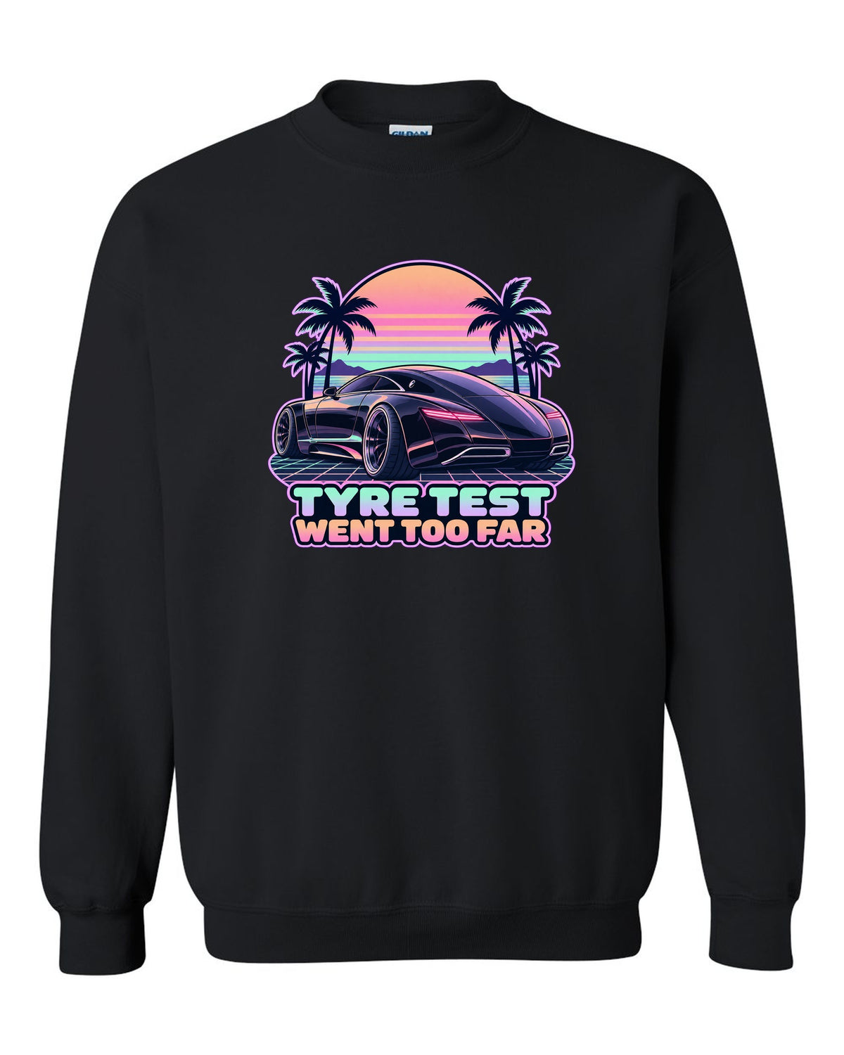 Isometric exploded V12 engine diagram for the Maybach 57 S W240 on a shirt back black crewneck front view with the design