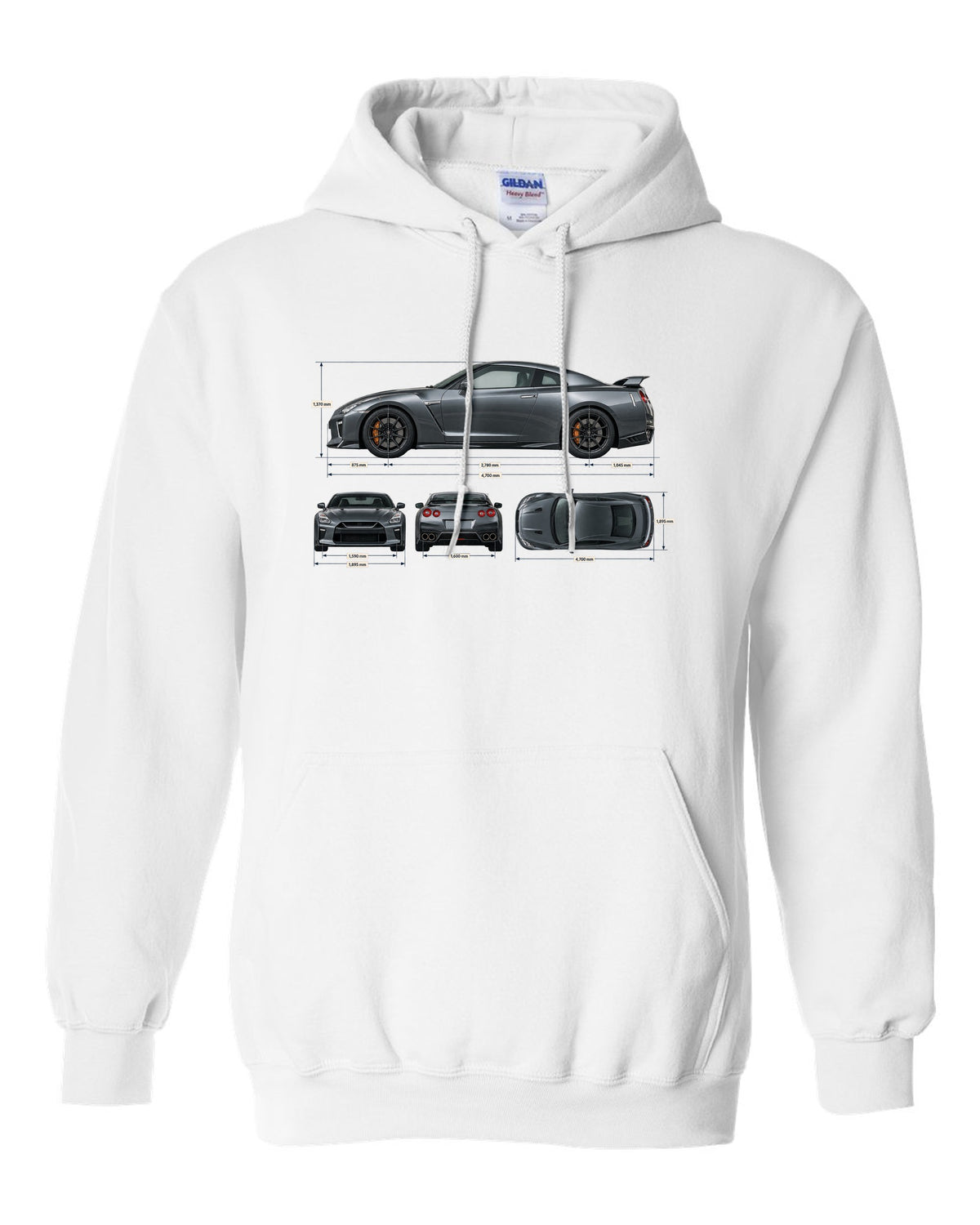 Nissan GT-R50 Italdesign Spec Poster white pull over hoodie front view with the design