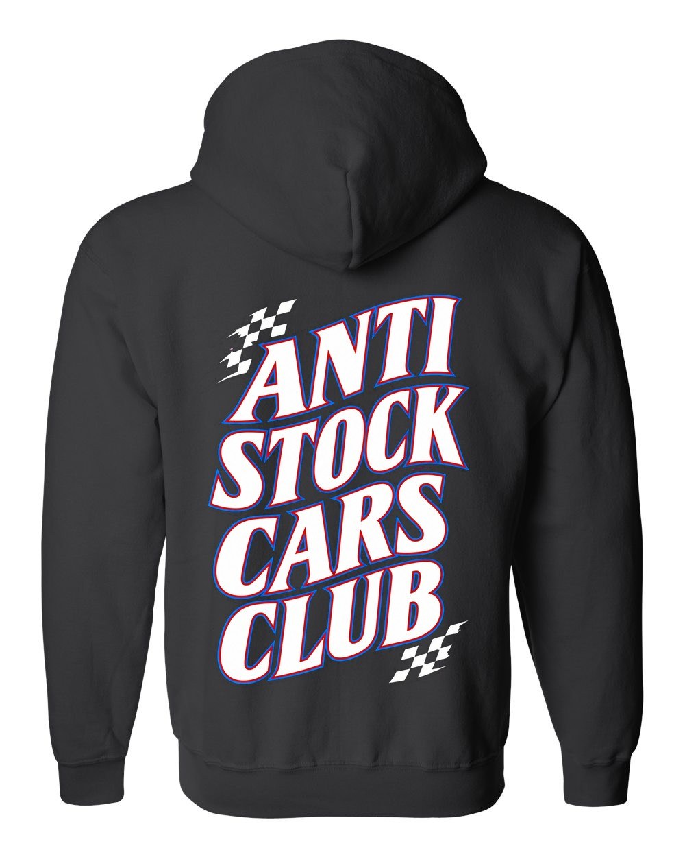 Anti Stock Cars Club Racing Sponsor Stack Zip Hoodie Black back