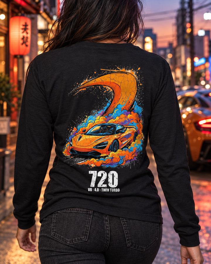 McLaren 720S Papaya Long Sleeve T-Shirt worn hero