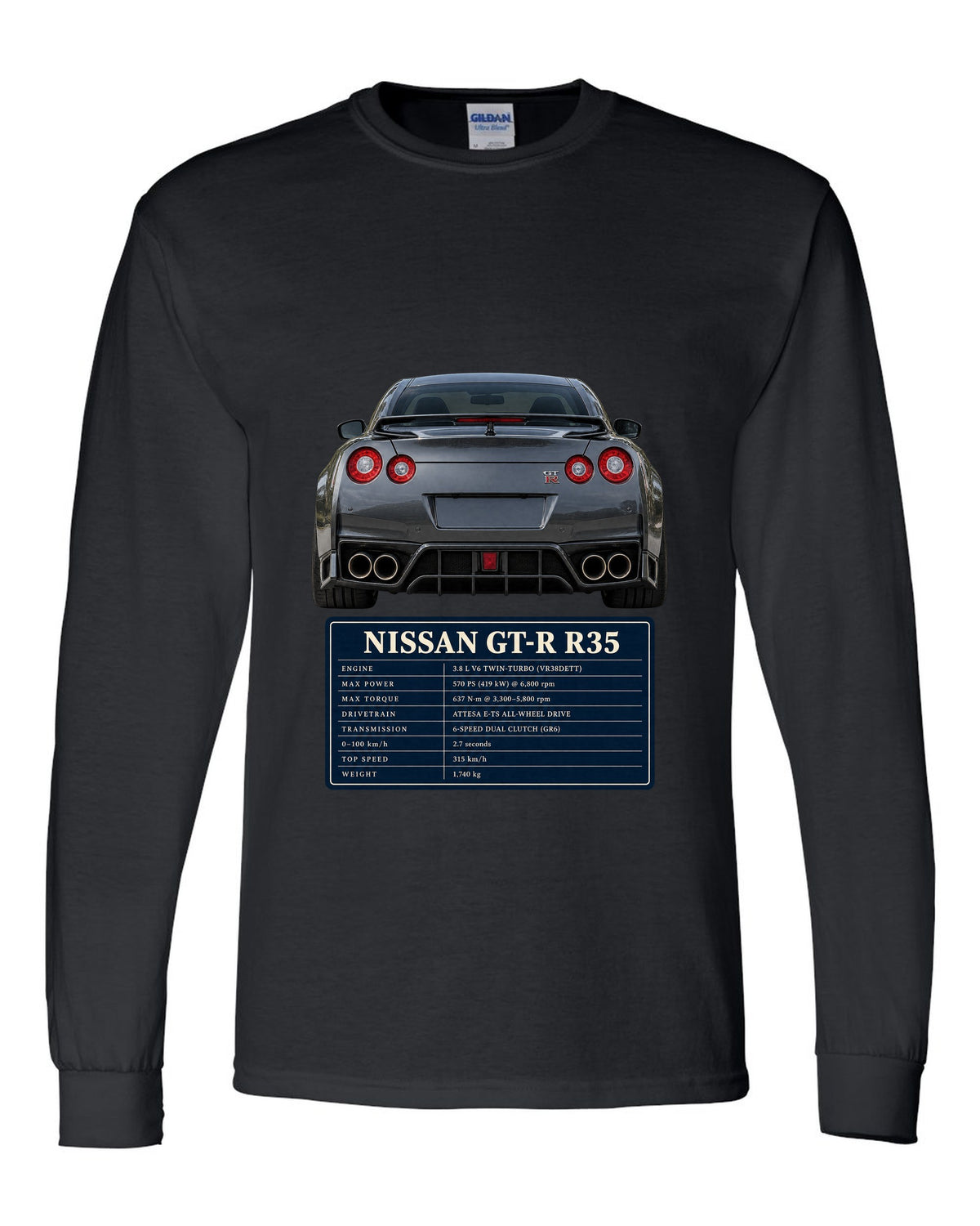 Close crop of Nissan GT-R R35 2014 Premium round taillights black long sleeve front view with the design