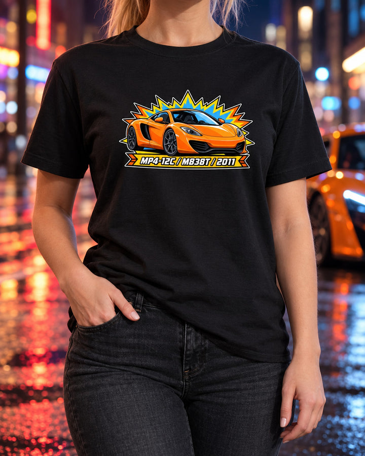 McLaren 12C MP4-12C Toy Card Shirt, M838T Collector Tee T-Shirt Black worn hero