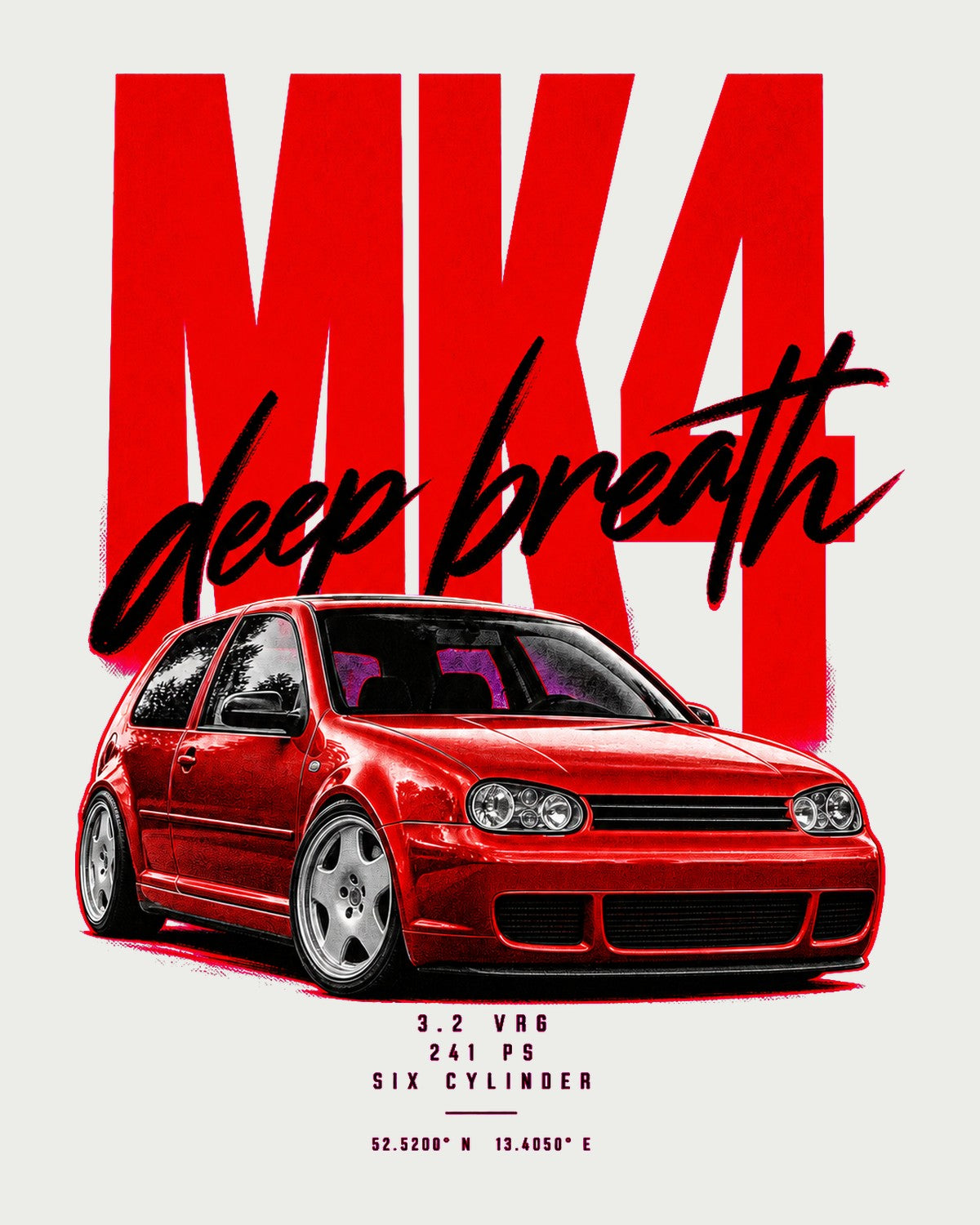 VW Golf R32 Mk4 2002 Street Poster Shirt, VR6 Car Guy Gift design only