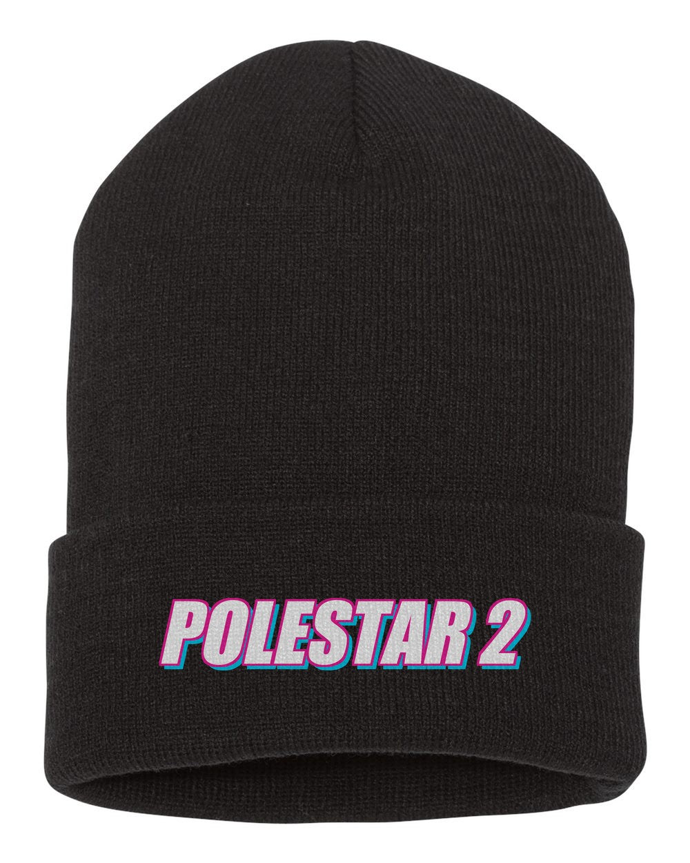 Polestar 2 black beanie front view with car name