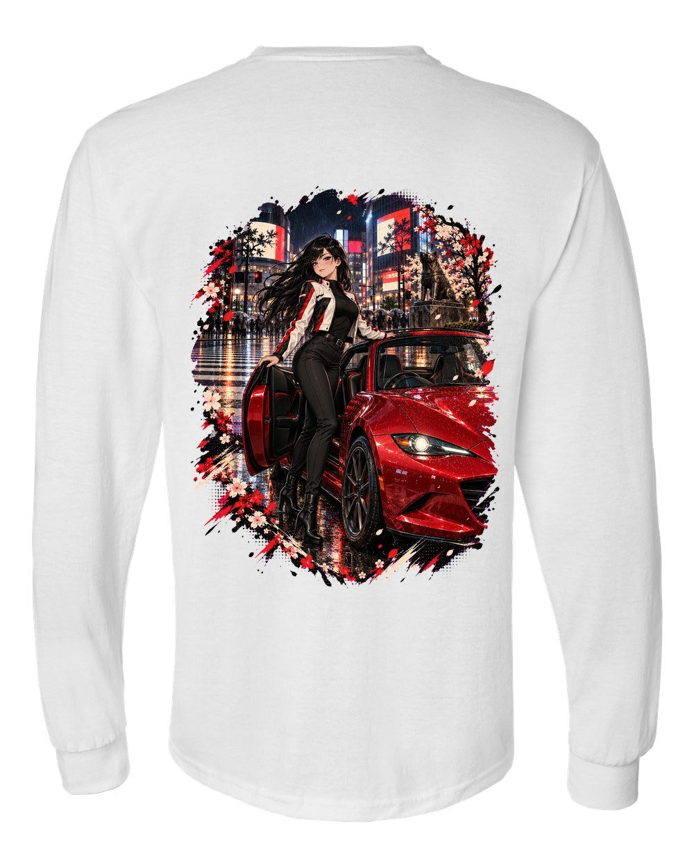Mazda MX-5 ND Anime Girl Long Sleeve White back