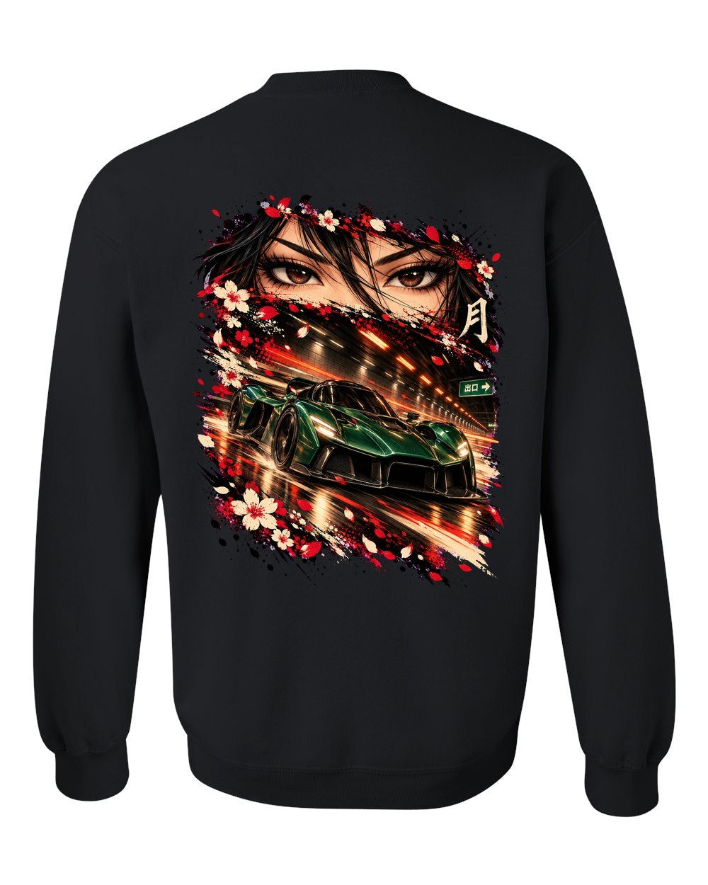 Aston Martin Valkyrie Anime Girl Crewneck Black back