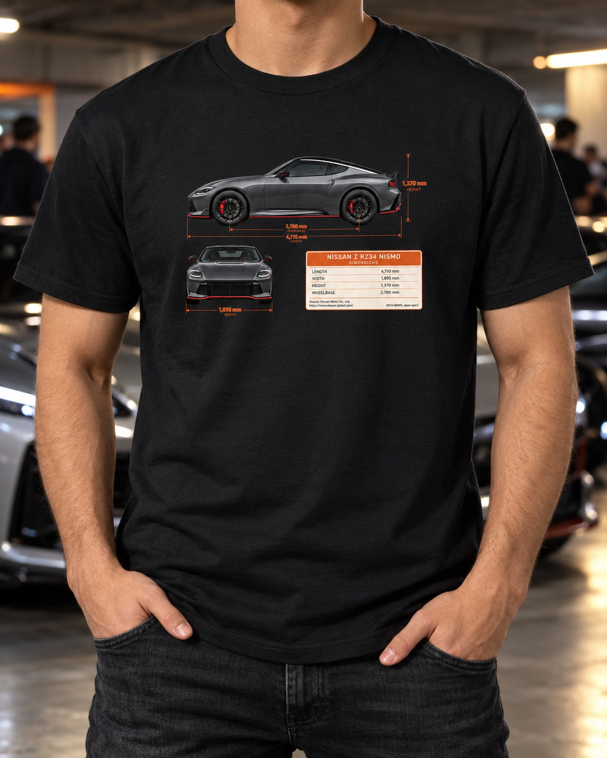 Nissan Z RZ34 Taillight Shirt, Ducktail and Round Tips Tee T-Shirt Black worn hero