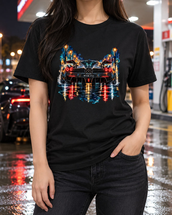 Pagani Huayra 2011 Rainy Night Watercolour Shirt, M158 V12 T-Shirt Black worn hero