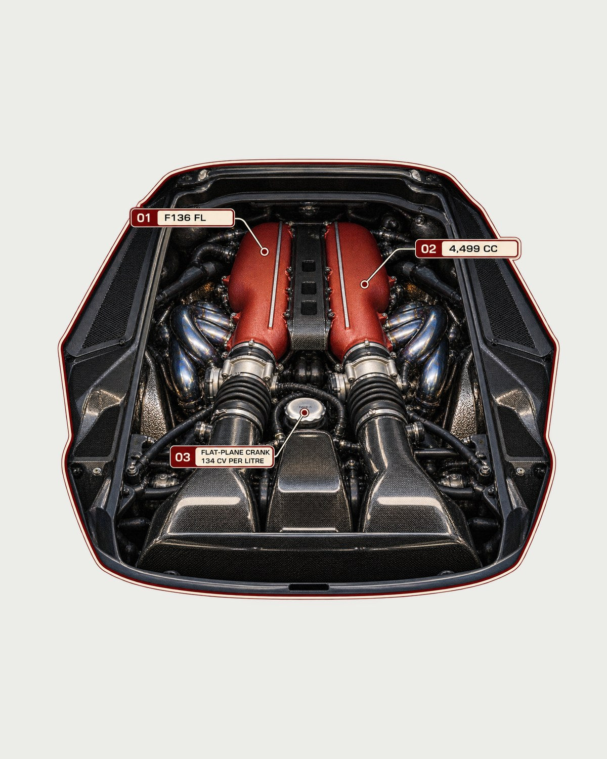 Ferrari 458 Speciale F136 FL Engine Hero Shirt, Flat-Plane design only