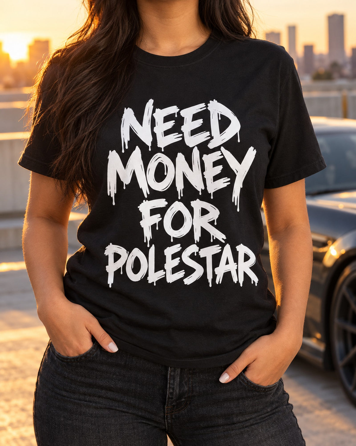 Need Money For Polestar Shirt, Funny Car Guy Tee T-Shirt Black worn hero